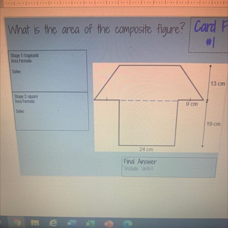 What is the area of the composite figure? Card F 特|| Shape 1: trapezoid Area Formula-example-1