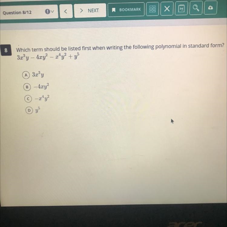 Which term should be listed first when writing the following polynomial in standard-example-1