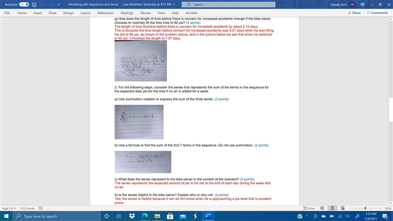 Part 1: Use a sequence to represent the air loss in a bike tire. A manufacturer of-example-3