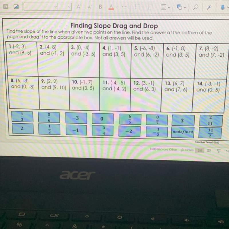 Finding slope drag or drop 1-7 only-example-1