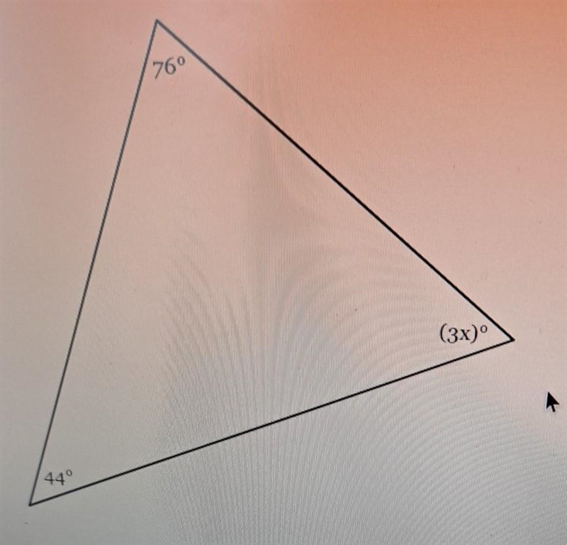 The measures of the angles of a triangle are shown in the figure below.Solve for X-example-1