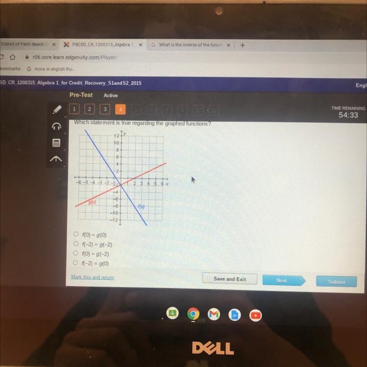 Which statement is true regarding the graphed functions ?-example-1