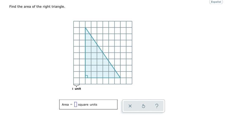 Find the area of the right triangle-example-1