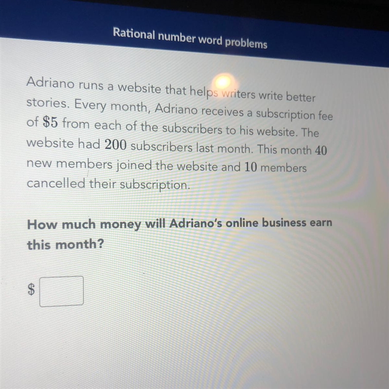 How much money will Adriano’s online business earn this month-example-1