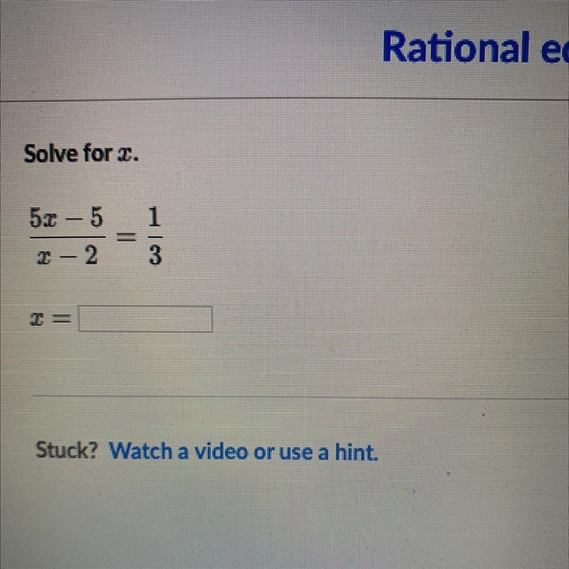 Solve for 2. 5x - 5 1 r - 2 3-example-1