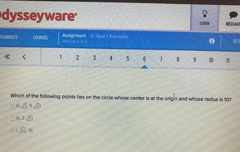 Which of the following points lies on the circle whose center is at the origin and-example-1