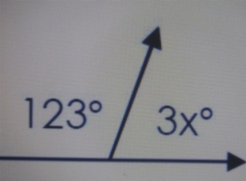 EXPLANATION????? use the picture below to find the value of x 1) 57 2) 19 3)180 4)123​-example-1