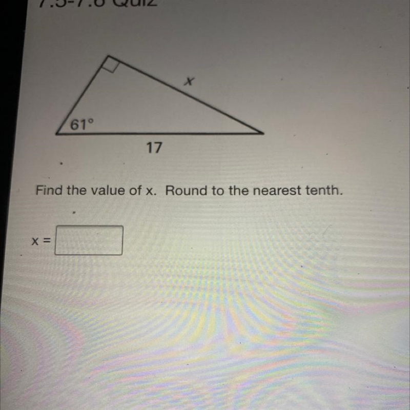 Find the value of x. Round to the nearest tenth.-example-1