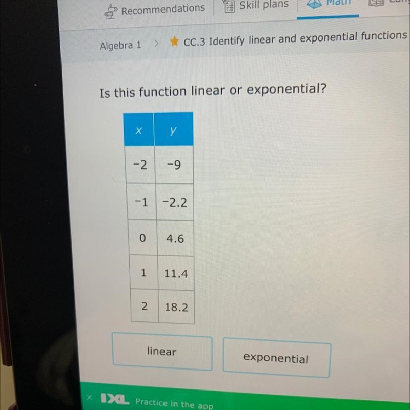 Is this function linear or exponential-example-1