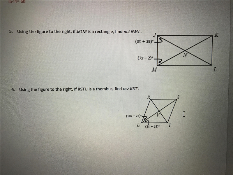 Only Question #5! If JKLM is a rectangle, find Measure NML-example-1