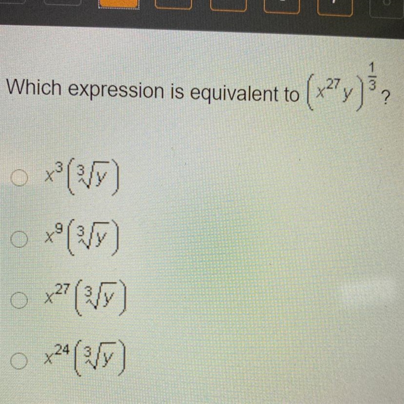 Which expression is equivalent to ( x 27 ვ ? o x*(V) o x?? (2) *24 (/-example-1