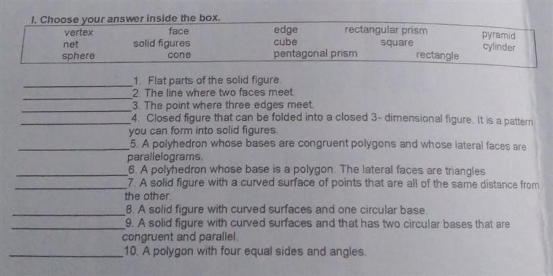 1. Choose your answer inside the box. vertex face net solid figures sphere cone edge-example-1