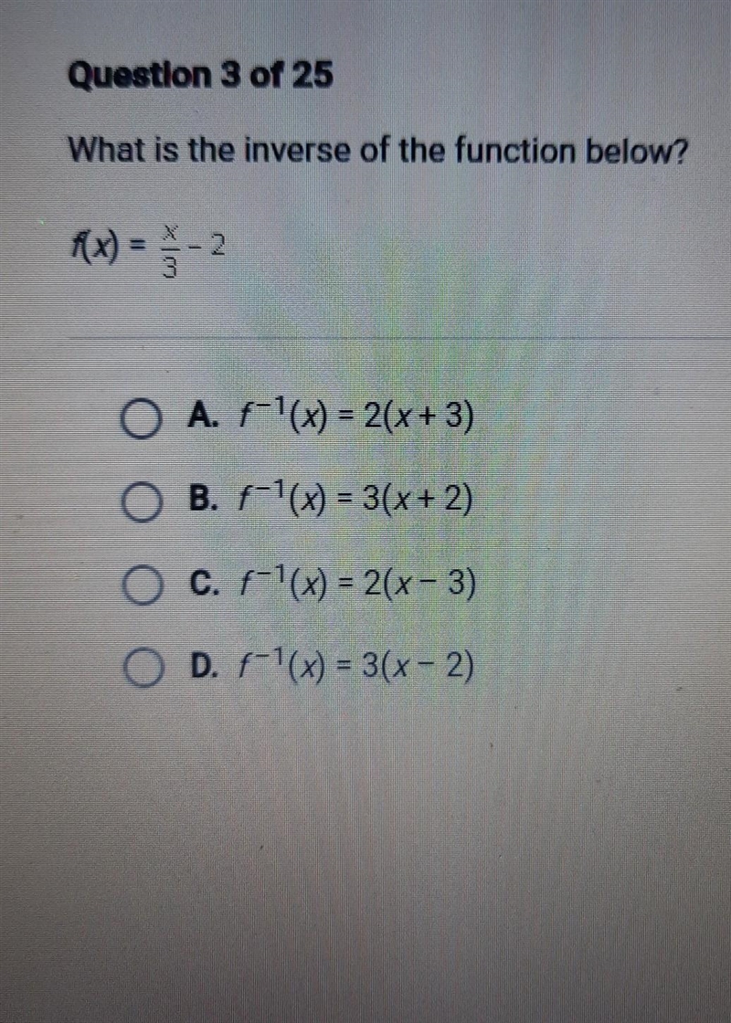 What is the inverse of the function below?​-example-1