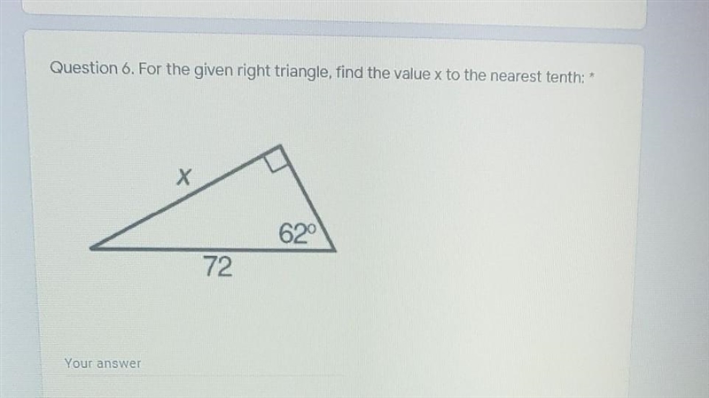 For the given right triangle, find the value of x to the nearest tenth​-example-1