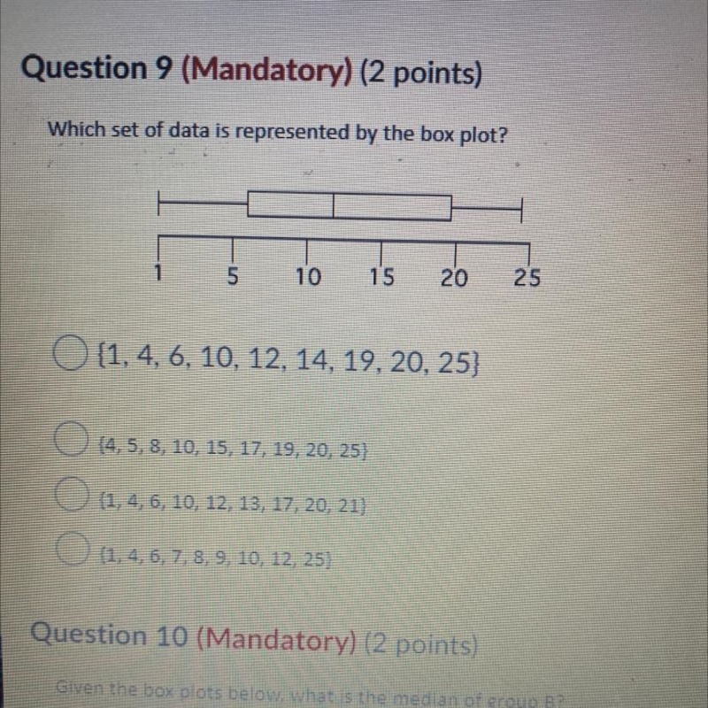 Please answer quickly!! Which set of data is represented by the box plot?-example-1