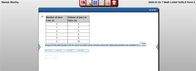 Drag and drop one equation into the space provided which correctly shows the relationship-example-1