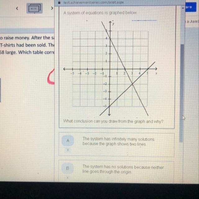 Pls help me with this question C.the solution of the system is (3,-2) because that-example-1