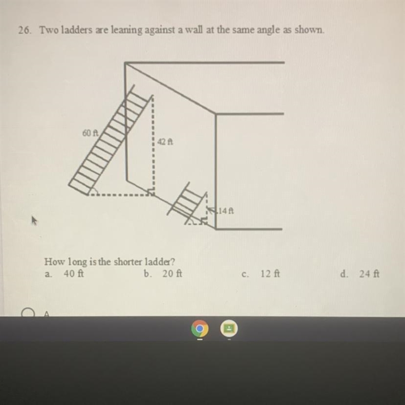 How long is the shorter ladder-example-1