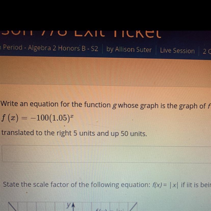 HURRY I NEED THIS IN 20 mins please help me Write an equation for the function g whose-example-1