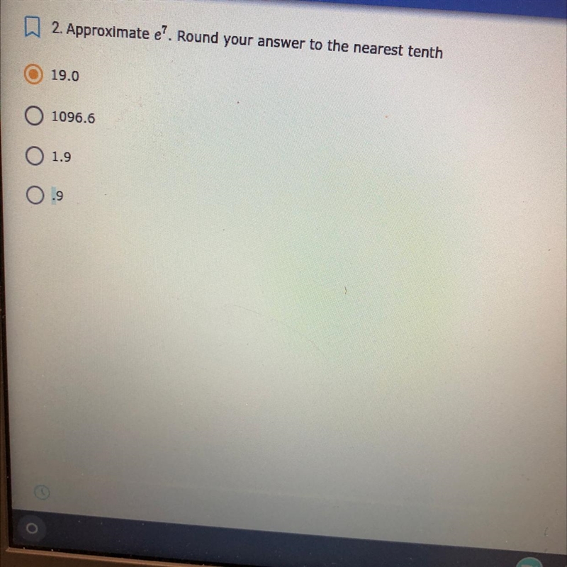 2. Approximate e?. Round your answer to the nearest tenth-example-1