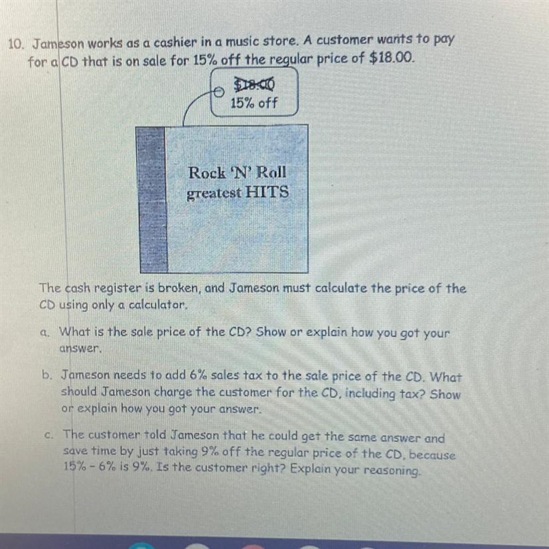 HELP! Jameson works as a cashier in a music store. A customer wants to pay for a CD-example-1