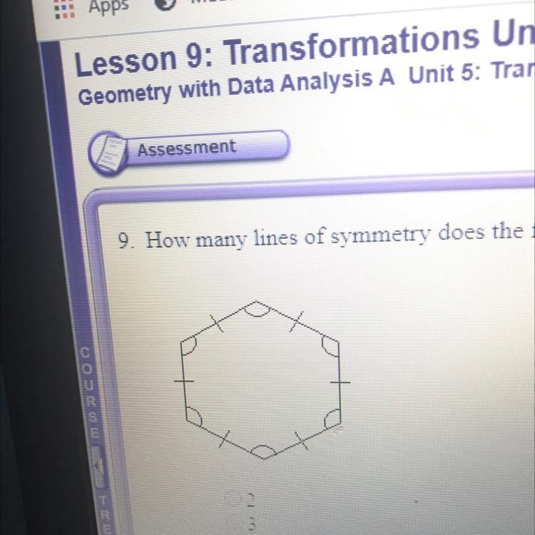 9. How many lines of symmetry does the figure have? (1 point) Amico OOOO 6-example-1