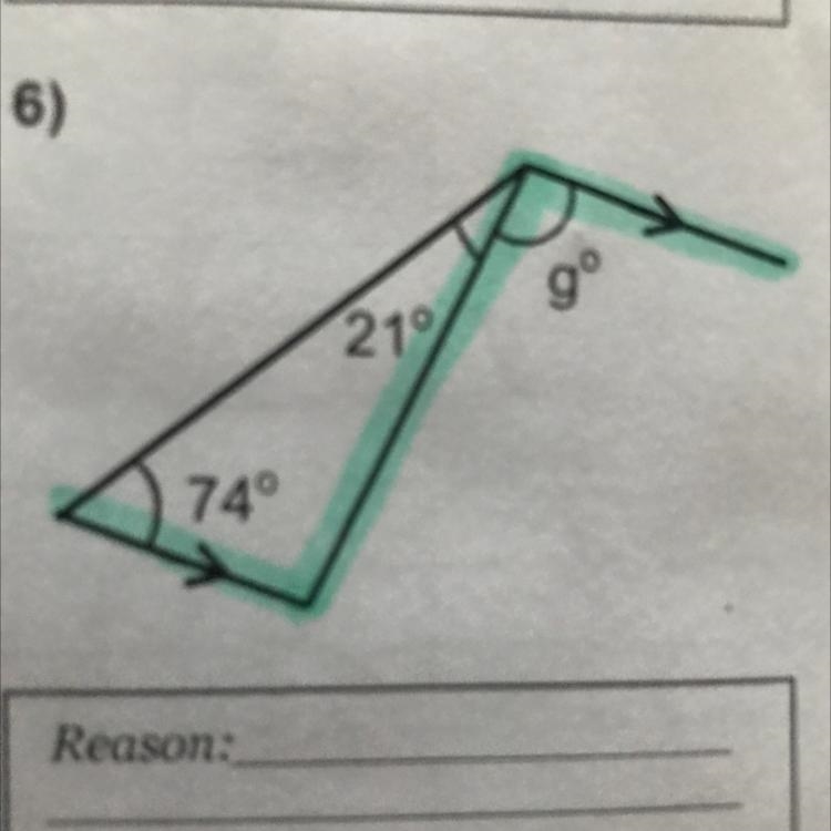 Calculate the missing angle and give a reason for your answer-example-1