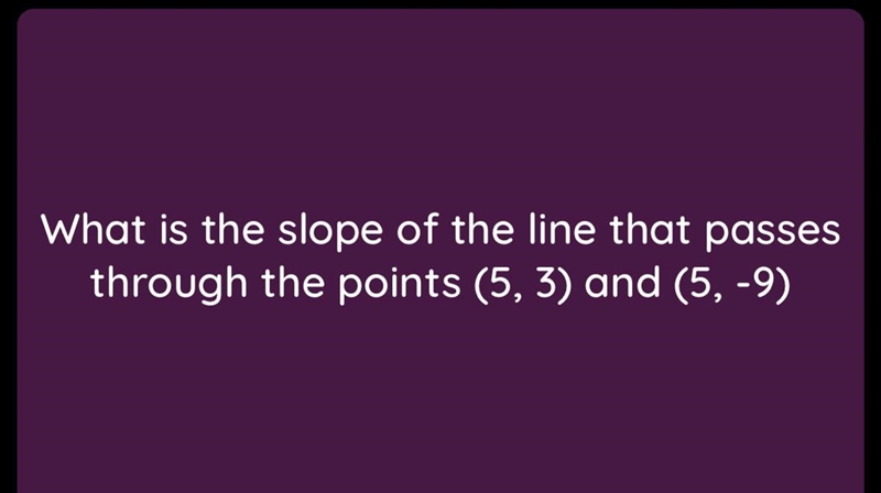 What is the slope of the line that passes through points (5,3) and (5,-9)-example-1