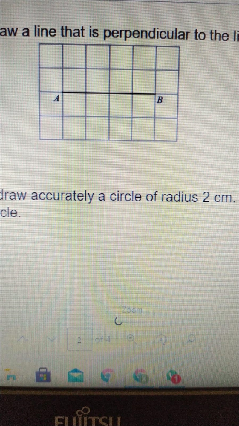 On the grid below draw a line that is perpendicular to the line AB-example-1