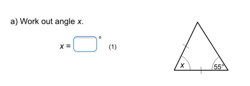 Work out angle x 55°-example-1
