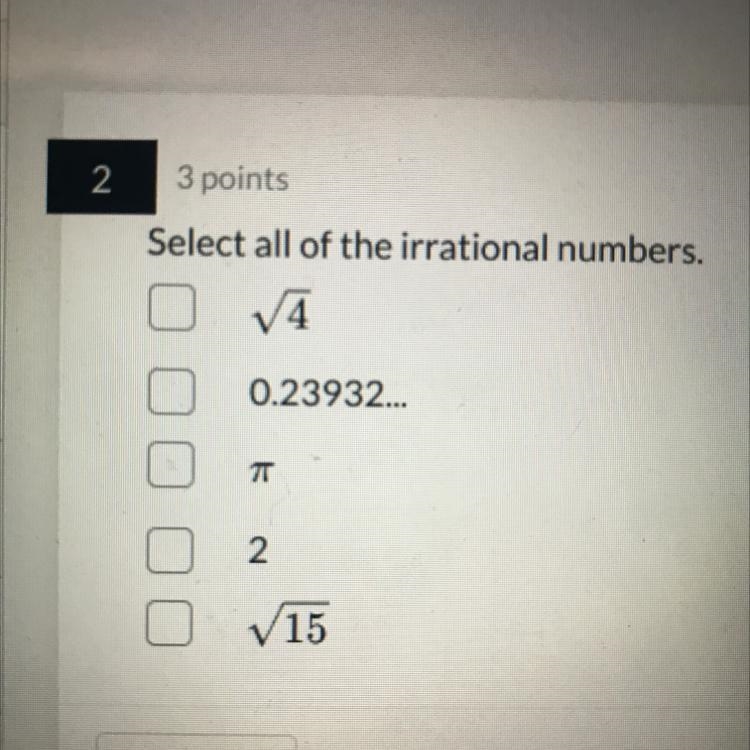 Select all of the irrational numbers?-example-1