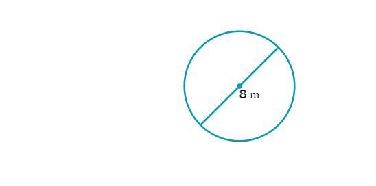 "Find the area and the circumference of a circle with diameter of 8m"-example-1