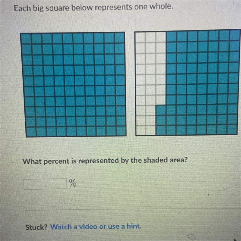 What percent is represented by the shaded area?-example-1