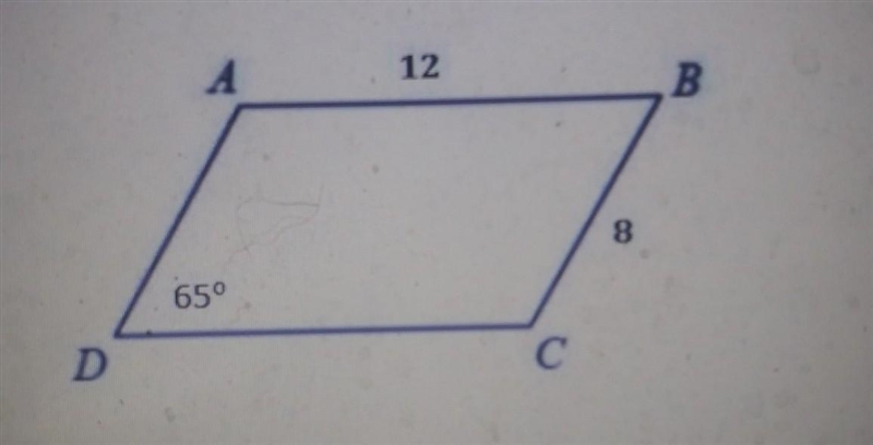 The quadrilateral shown is a parallelogram. What is m<B? A) 25° B)55 C) 65 D) 115 degree-example-1