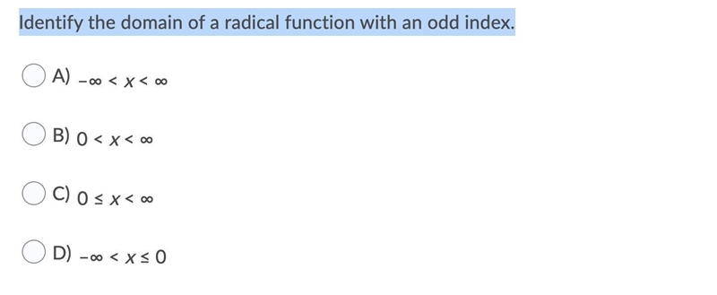 Identify the domain of a radical function with an odd index.-example-1