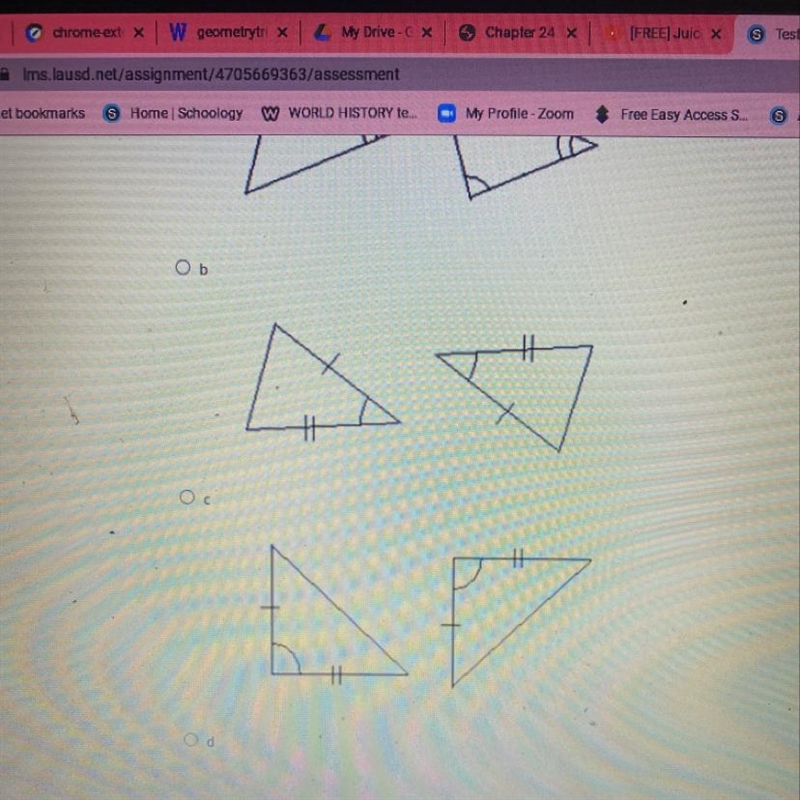 Question 10 (45 points) Which pair of triangles is congruent by ASA? OL th-example-1