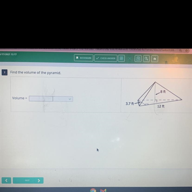 Find the volume of the pyramid.-example-1