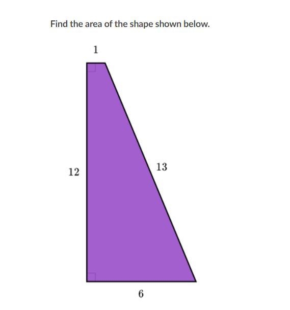 Find the area of the shape shown below.-example-1