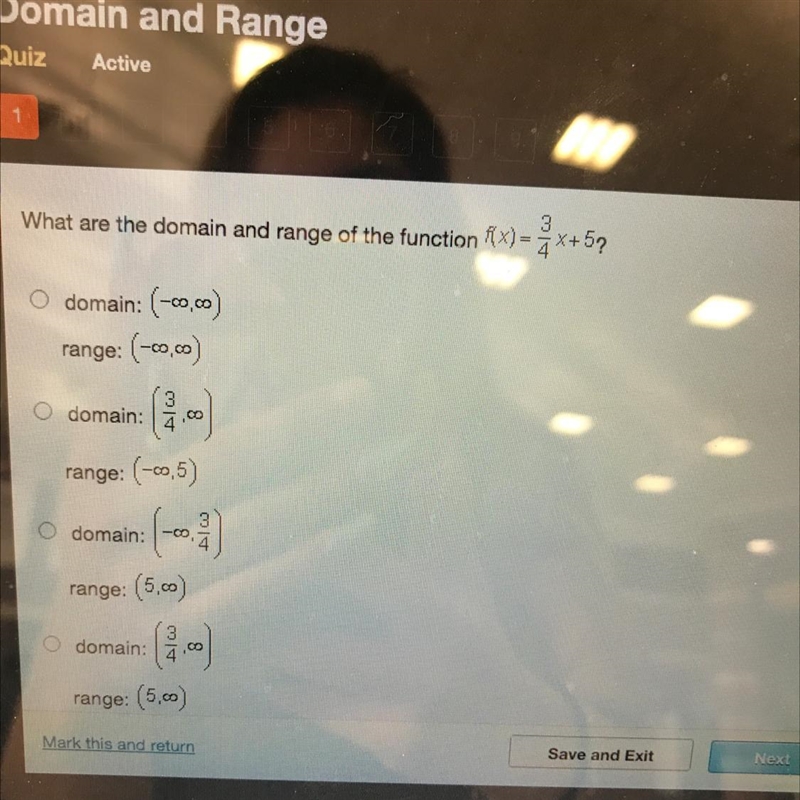 What are the domain and range of the function f(x)= x+5?-example-1