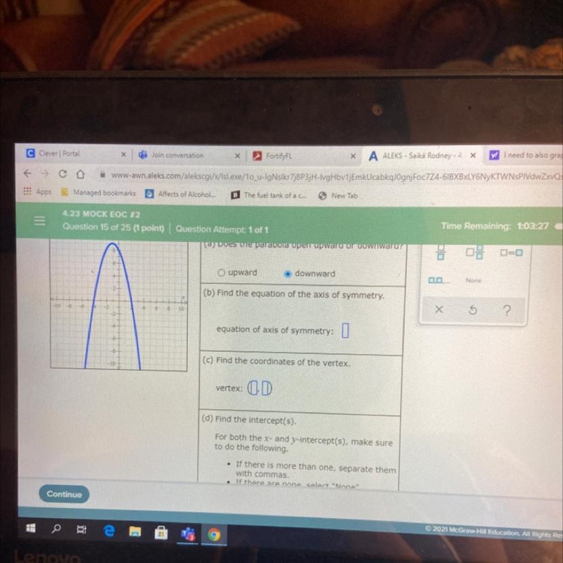 Use the graph of the parabola to fill in the table?-example-1