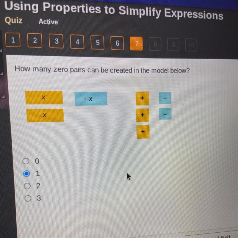 How many zero pairs can be created in the model below? A. 0 B. 1 C. 2 D. 3-example-1