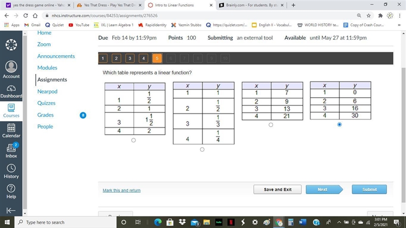 Which table represents a linear function?-example-1