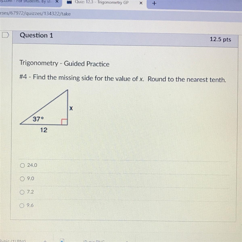 HELP TIME SENSITIVE: Find the missing side for the value of x round to the nearest-example-1