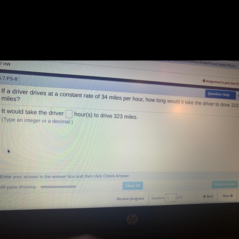 If a driver drive at a constant rate of 34 mph how long would it take for the driver-example-1