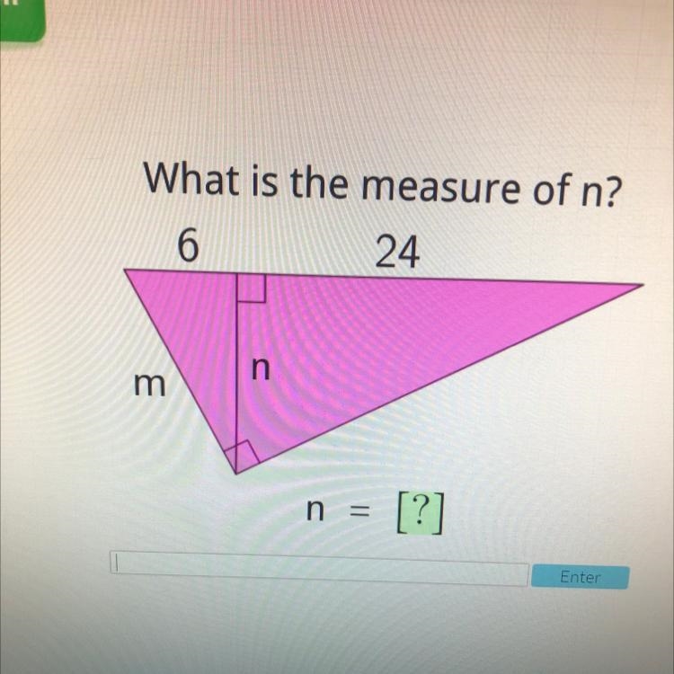 What is the measure of n? 6 24 n m n = [?]-example-1