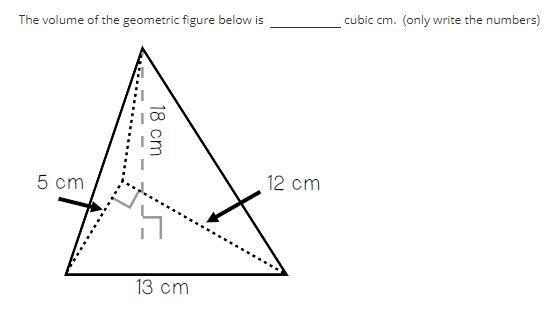 The volume of the geometric figure below is ________ cubic cm.-example-1