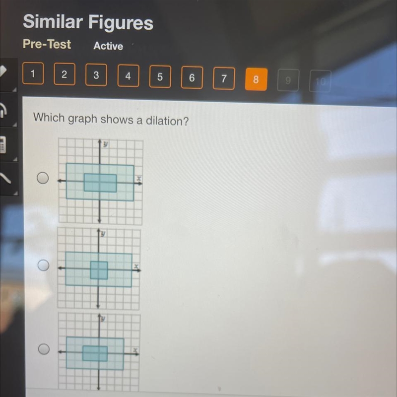 Which graph shows a dilation?-example-1