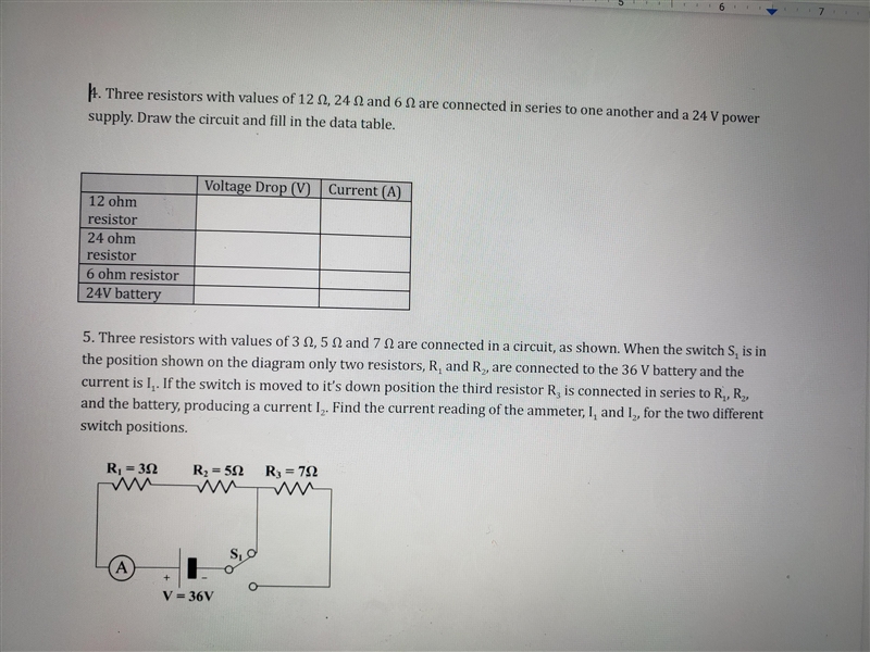 D. How much current is passing through each resistor? e. Calculate the voltage drop-example-3