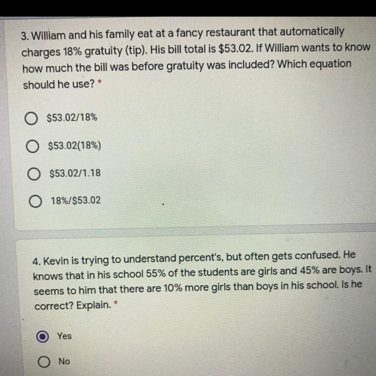 3. William and his family eat at a fancy restaurant that automatically charges 18% gratuity-example-1