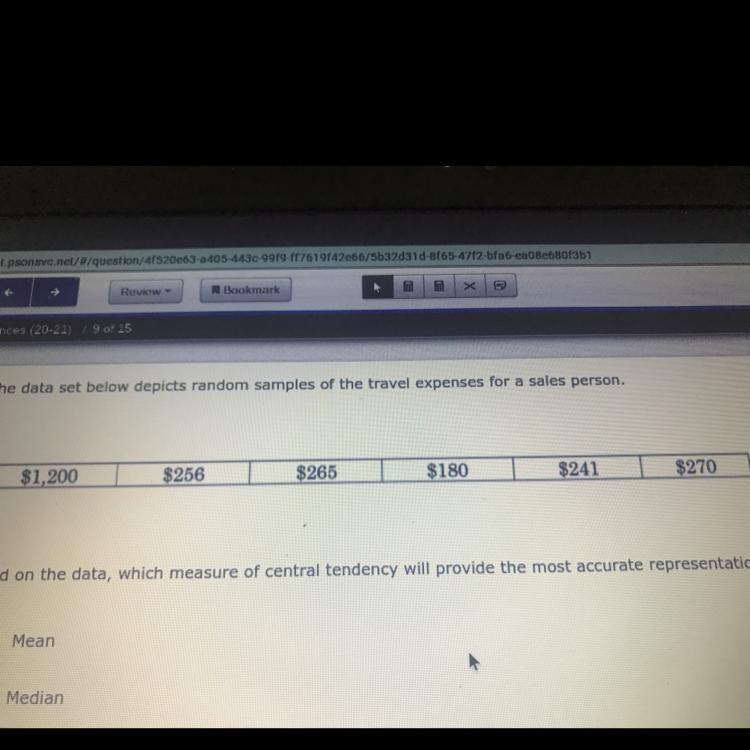 Based on the data, which measure of central tendency will provide the most accurate-example-1